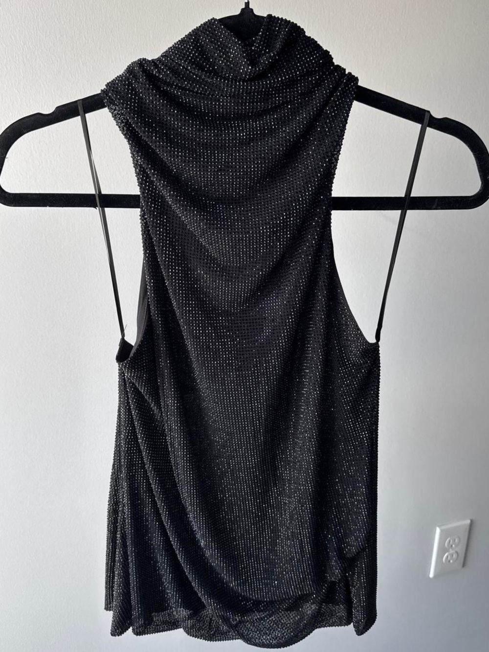 Zara Black Sparkle Cowl-Neck Camisole